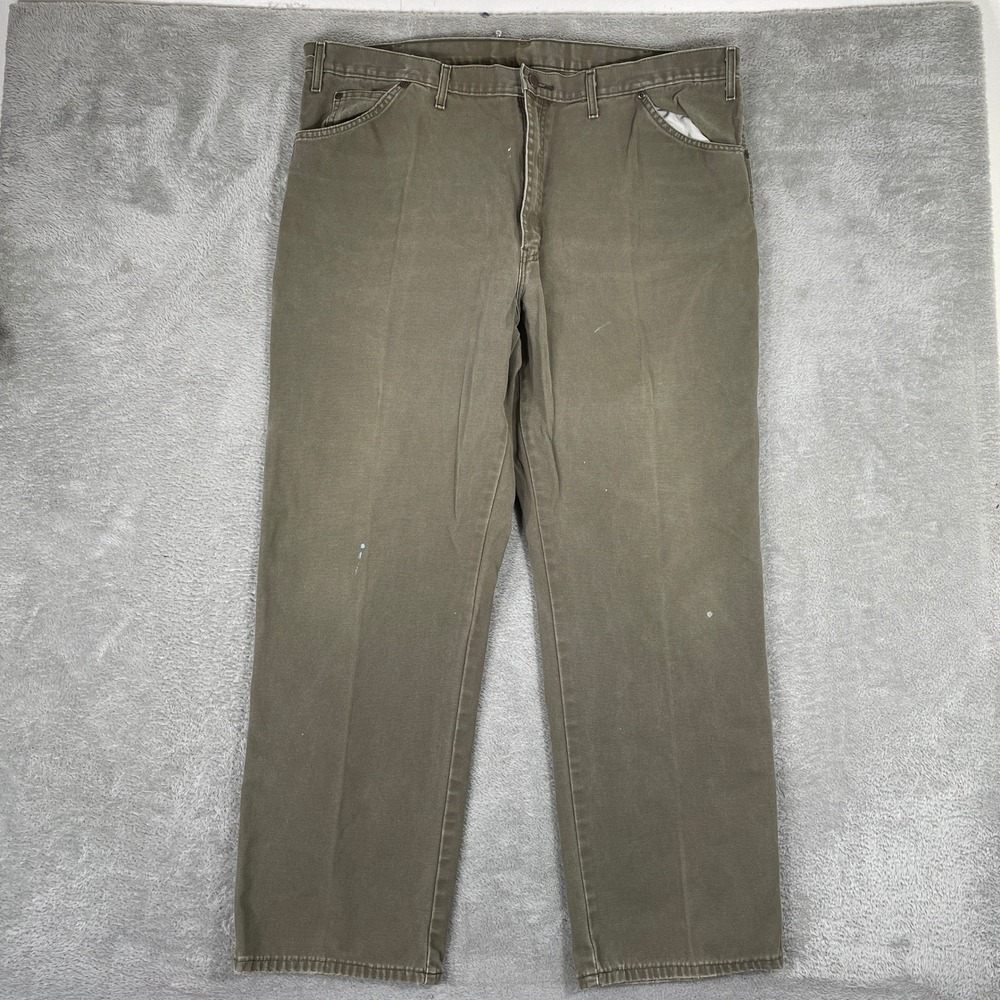 Dickies Carpenter Pants Mens 44x32 Brown Duck Canvas Utility Workwear Skater - Picture 2 of 15